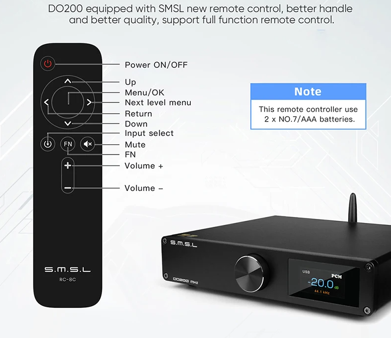 SMSL DO200 MKII ES9068AS*2 MQA Decoder BT5.0 32Bit/768kHz DSD512 OPA1612*5 with Remote Control DO200MKII