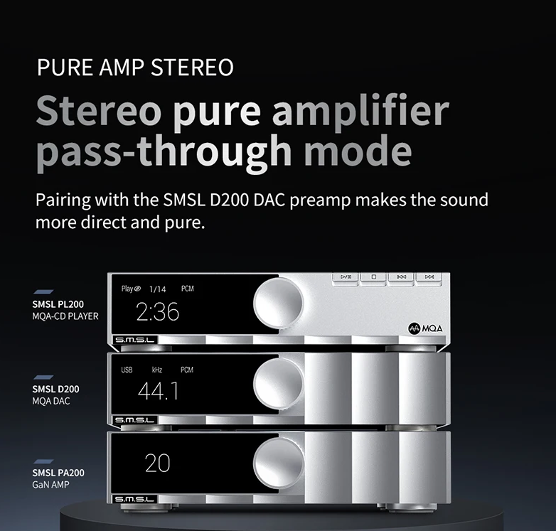 Free ship SMSL PA200 Gallium Nitride Power Amplifier XLR high power AMP HIFI Audio Grade