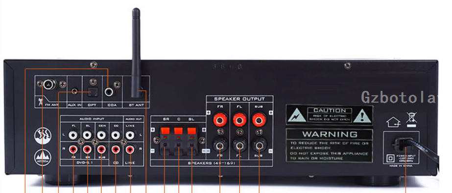 High power SR-3800 1200W 220V Bluetooth Fiber coaxial  Lossless decoding Amplifier 5.1CH Karaoke Digital Surround Power amplifier with remote control