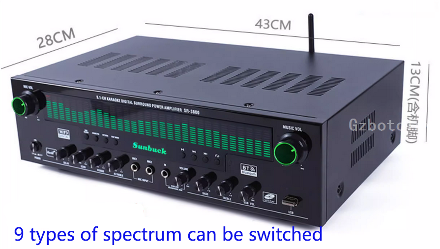 High power SR-3800 1200W 220V Bluetooth Fiber coaxial  Lossless decoding Amplifier 5.1CH Karaoke Digital Surround Power amplifier with remote control