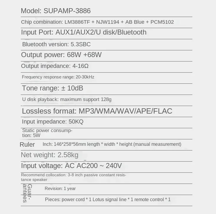 2025 Latest Version Classic Design US National Half LM3886 Core Fever HiFi High Power Bluetooth 5.3 Amplifier
