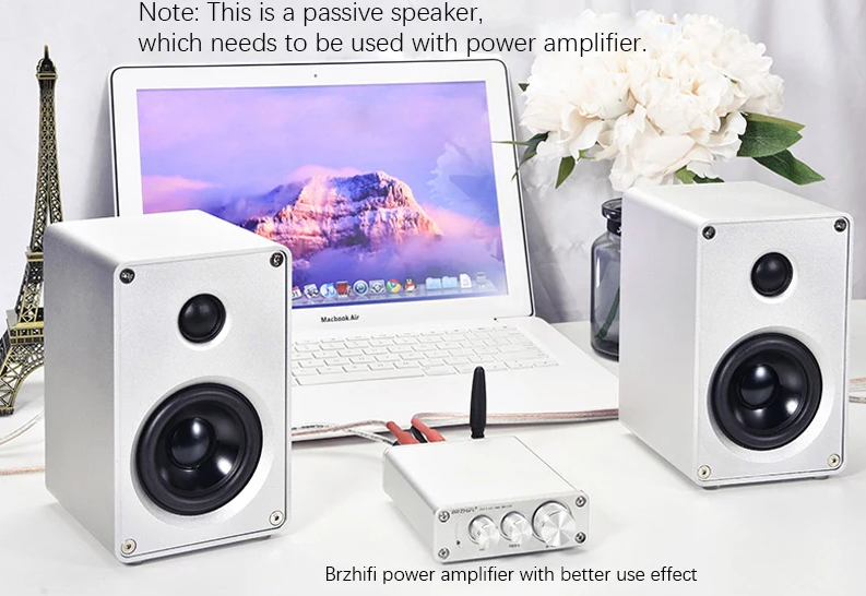 1 pair 3 Inch Aluminum Alloy Speaker Desktop 2.0 Channel Two-way Passive Stereo Computer Satellite Surround Wall Hanging
