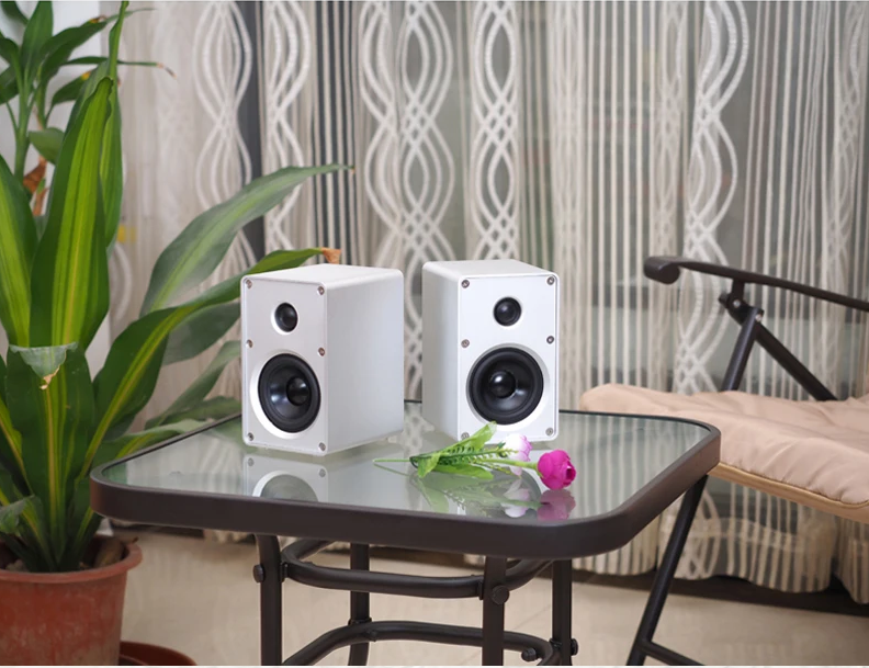 1 pair 3 Inch Aluminum Alloy Speaker Desktop 2.0 Channel Two-way Passive Stereo Computer Satellite Surround Wall Hanging