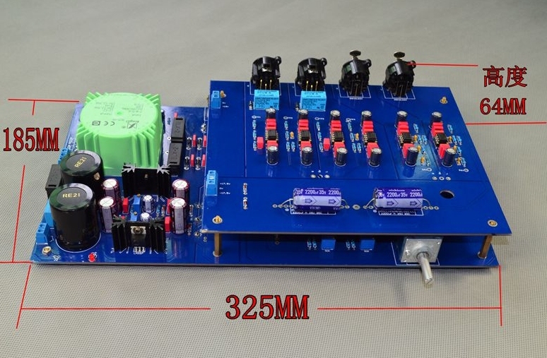 Finished B601 HIFI DIY stereo preamplifier with XLR input/output Refer to MB6010 circuit