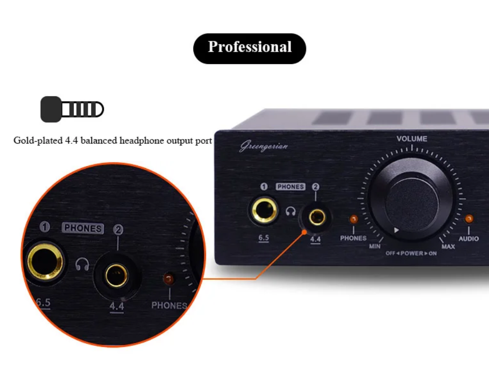 Class A Gold Sealed Tube Headphone Power Amplifier 4.4mm Balanced Output 2000mW Power Desktop Headphone Amplifier MUSE02 Op Amp