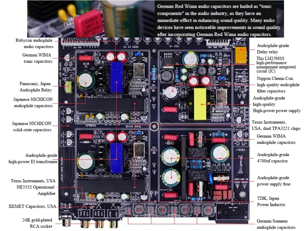 HIFI Tube Power Amplifier 6K4 Tube Bluetooth 5.3 Dual TPA3221 Chip Home Amplifier 100W * 2 Output Power USB 24BIT 84KHz