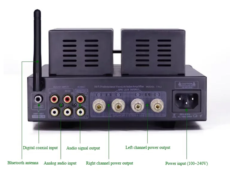 HIFI Tube Power Amplifier 6K4 Tube Bluetooth 5.3 Dual TPA3221 Chip Home Amplifier 100W * 2 Output Power USB 24BIT 84KHz