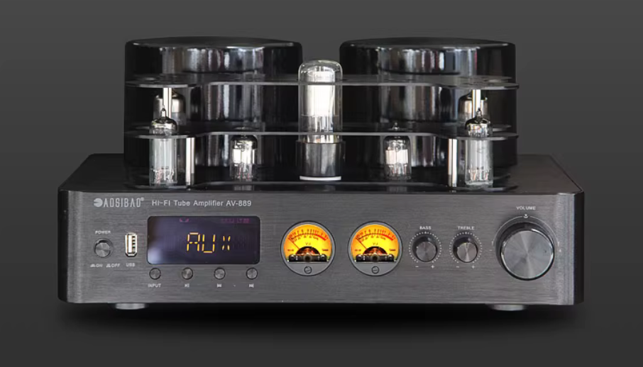 Bluetooth 5.0 High Power Fever Hifi 6U1 6A2 ECH81 Tube Amplifier Pre-stage Auido Speaker Amplifier 200W+200W Home Theater Support 4-8Ω speaker