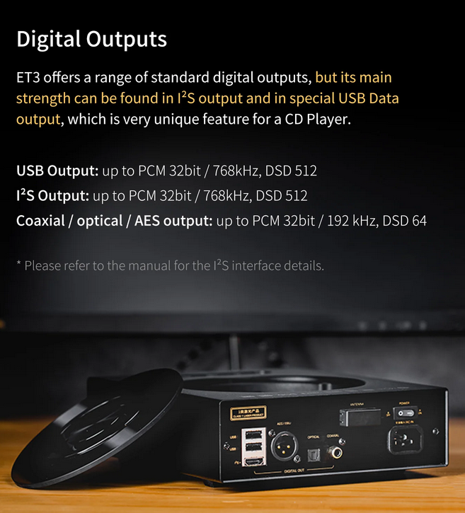 SHANLING ET3 HIFI CD Transport Player Full-Featured Digital Turntable Bluetooth 5.0 MOQ-CD MQA Full Decoder I2S to DAC DSD 512