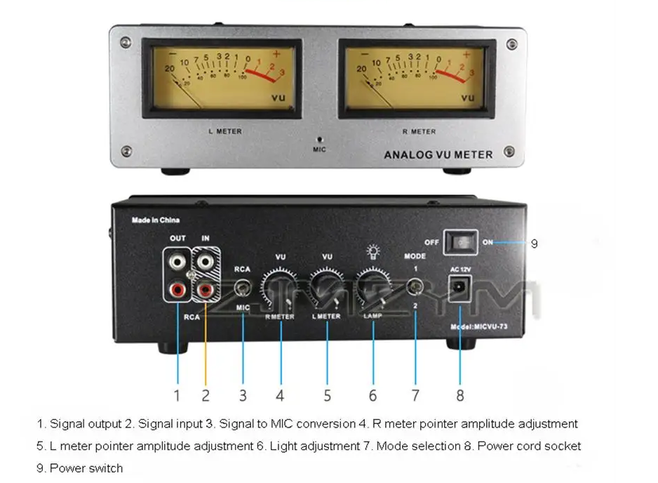 MIC-73 Voice Controlled Square VU Meter Head Level Meter Finished Machine Aluminum Alloy Panel LED Warm Backlight Wiring Free