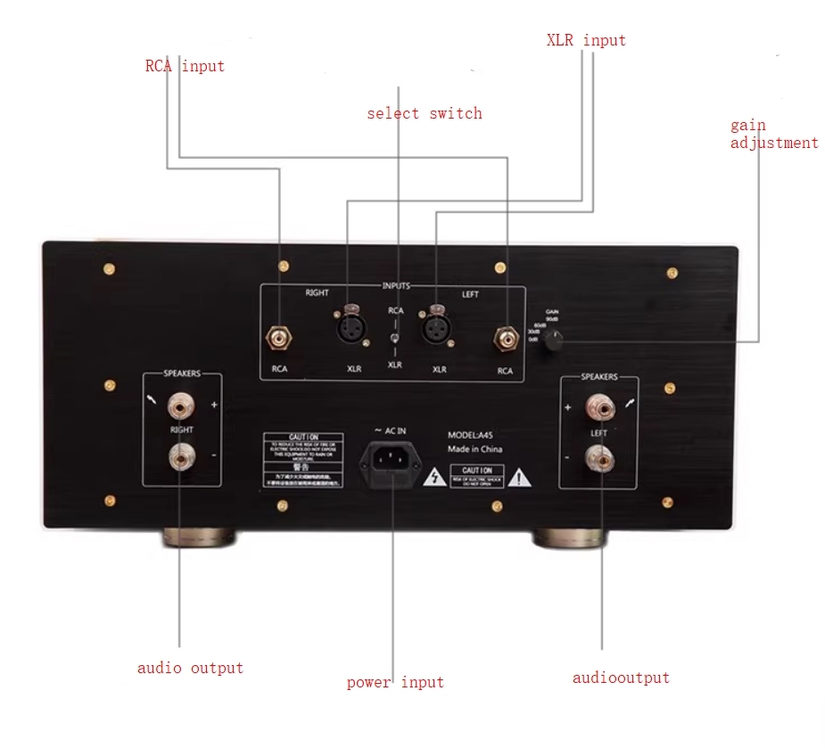 A45 Audiophile Hiend Pure Class A Fully Balanced High Power 45W*2 stereo Amplifier Refer to Accuphase circuit