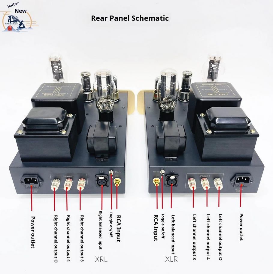 8 Tube Split 300B Tube Amp Kit, HIFI Single-ended Class A Vacuum Tube Power Amplifier, Left and Right Channel Stereo RCA XLR input amp with DIY Circuit diagram
