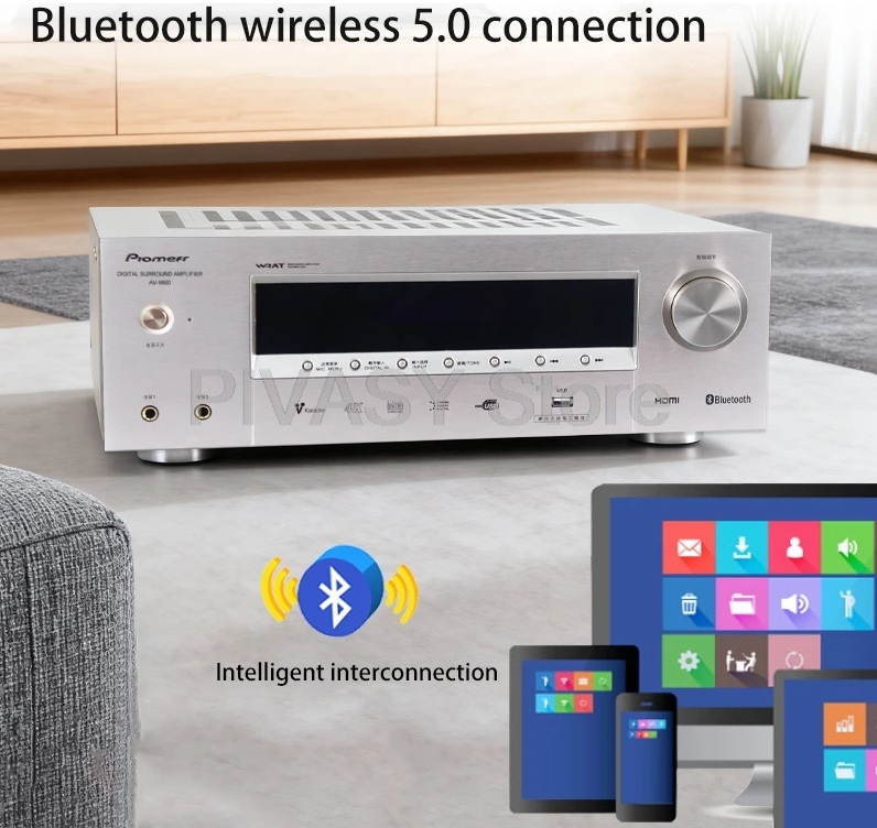 1200W Amplifier Bluetooth Amp SNR85dB Sound Amplifier HDMI 4K ARC Optical Coaxial DSP For Karaoke 5.1 Channel Home Theater KTV