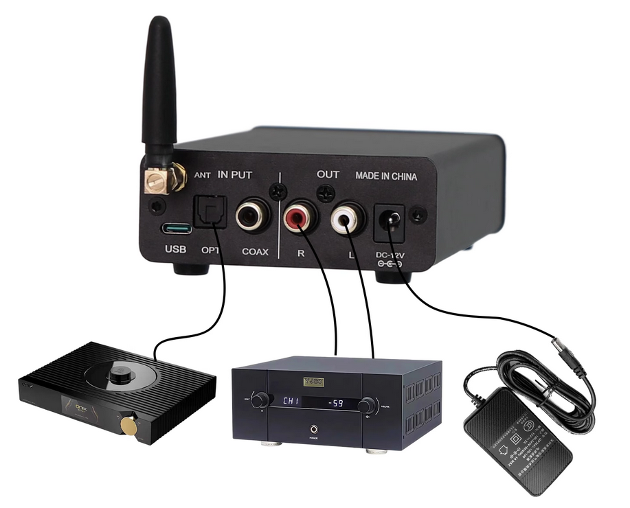 A39 ES9039 Decoder 3084 Bluetooth 5.4 LDAC Hi-Fi Bluetooth USB Decoder Amplifier  support Coaxial fiber optic USB