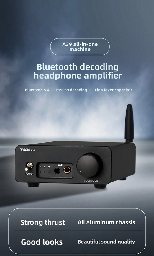 A39 ES9039 Decoder 3084 Bluetooth 5.4 LDAC Hi-Fi Bluetooth USB Decoder Amplifier  support Coaxial fiber optic USB