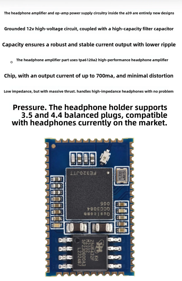 A39 ES9039 Decoder 3084 Bluetooth 5.4 LDAC Hi-Fi Bluetooth USB Decoder Amplifier  support Coaxial fiber optic USB