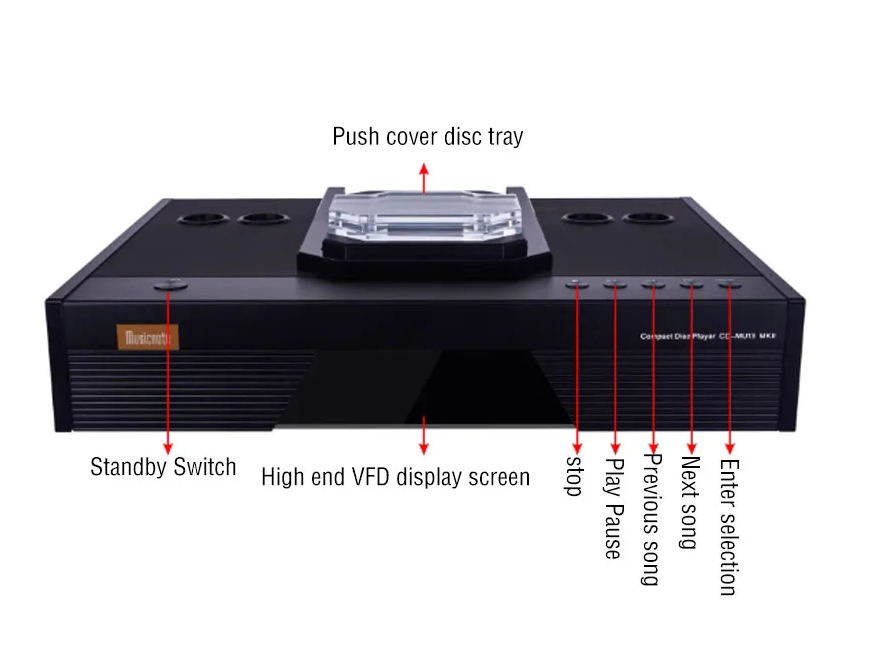 Music CD-MU13 MKIII HIFI CD Turntable Player USB Bluetooth Input Balanced CD carousel Player Top Push Cover 9038 Decod