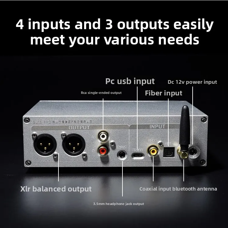 2026 latest Weiliang SU15PRO audio dac decoder hifi fever ES9039Q2M bluetooth 5.4 balanced outpu twith DC12V adapter