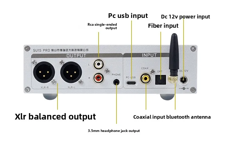 2026 latest Weiliang SU15PRO audio dac decoder hifi fever ES9039Q2M bluetooth 5.4 balanced outpu twith DC12V adapter