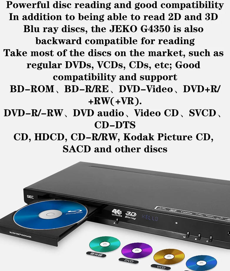 NEW GIEC BDP-G4350 4K Blu Ray Player 3D HD DVD Player CD Hard Disk Player Panoramic Sound