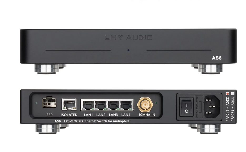 LHY AS6 Audio HIFI Ethernet Switch LPS linear Power Supply OCXO Constant Temperature Crystal Oscillator+LT3042+PNP+10/100/1000M