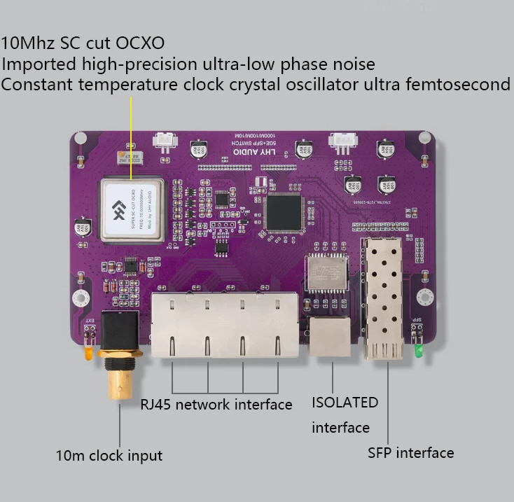 LHY AS6 Audio HIFI Ethernet Switch LPS linear Power Supply OCXO Constant Temperature Crystal Oscillator+LT3042+PNP+10/100/1000M