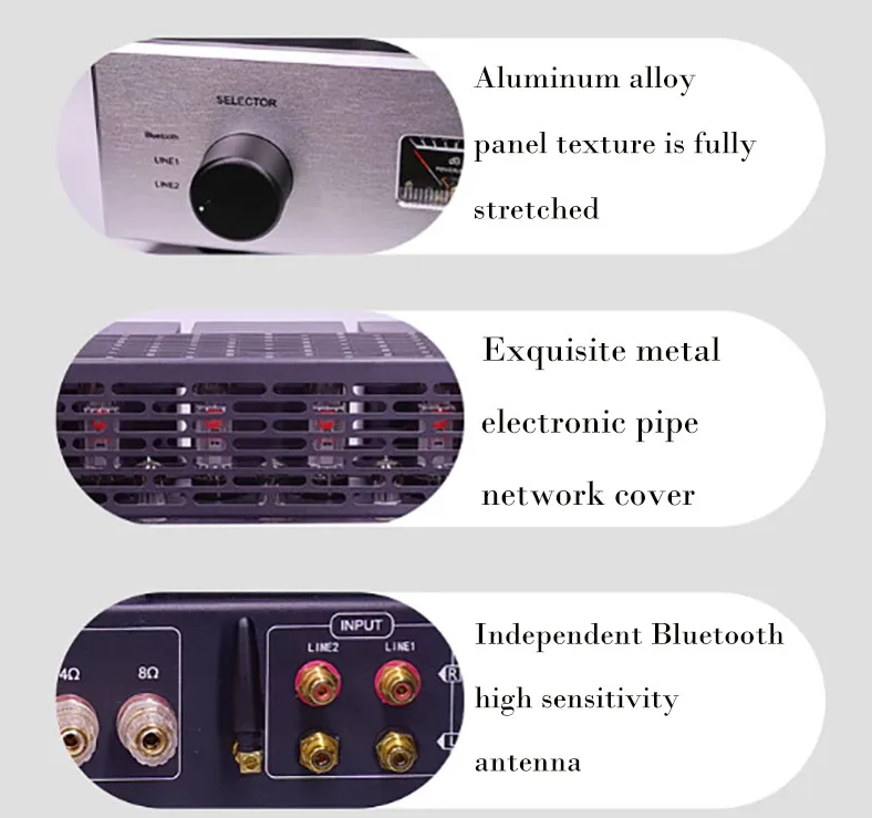 Class A Tube Amplifier EL34 Push-pull Amplifier Bluetooth 5.0 HiFi High Power Amplifier Home Audio VU Meter amplifier