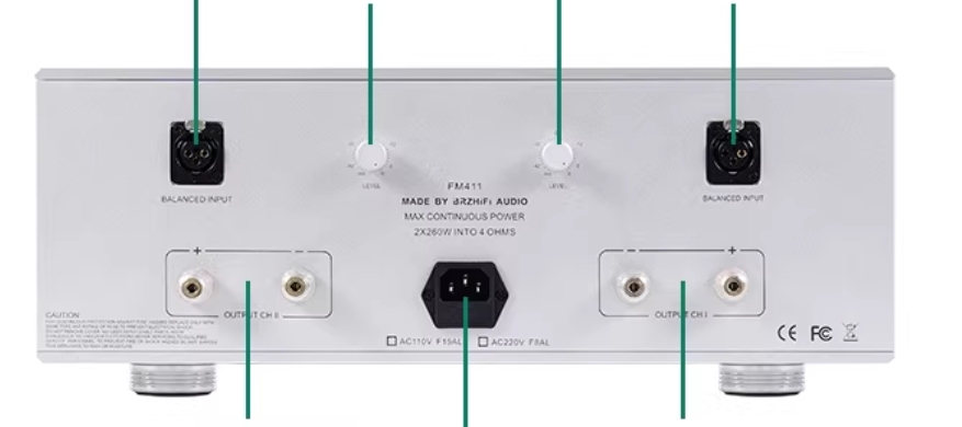 BRZHIFI FM411 class AB HI-END 260W stereo High-power fully balanced power amplifier XLR input
