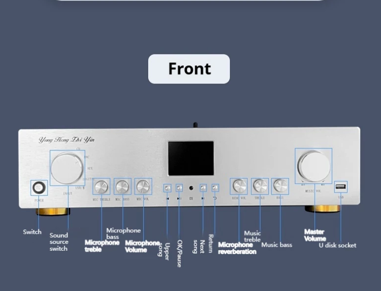 Upgrade A1 High-power 800W Hifi Amplifier USB Bluetooth 5.2 Subwoofer Output lossless play Power Amplifier Audio Support lossless USB flash drive Bluetooth