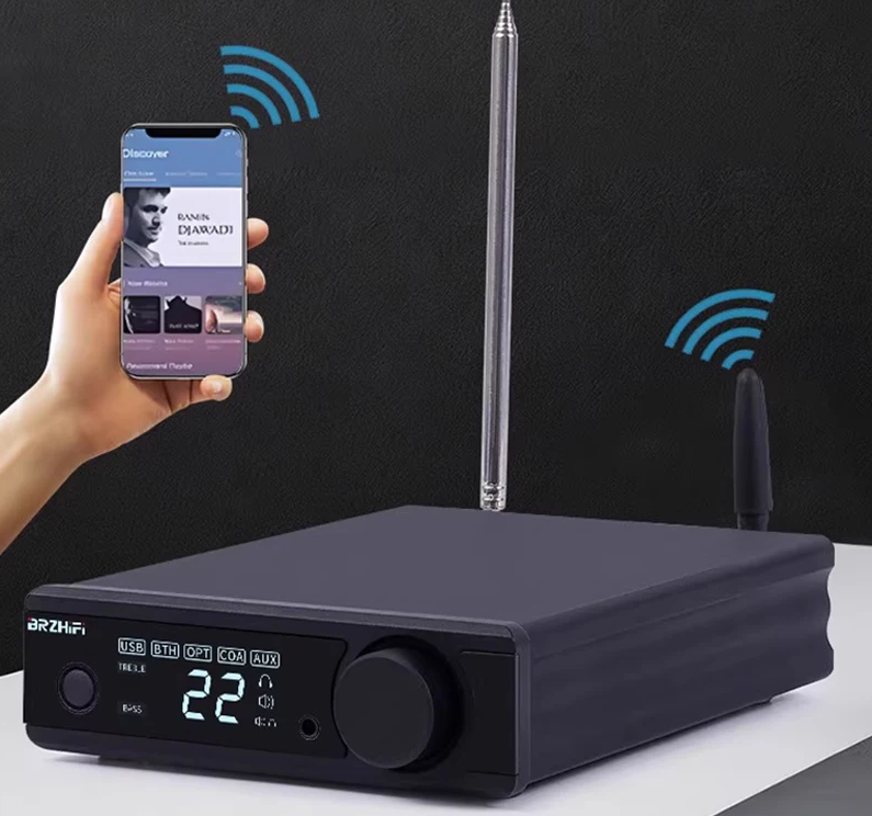 150Wx2 TPA3255 Chip Bluetooth 5.3 Hi-Fi Digital Amplifier with USB/SD/RCA/Optical/Coaxial Input Bass Output for Home Speakers