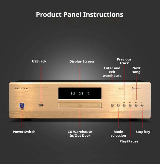 DP560 HiFi CD Player with Bluetooth 5.0 High Fidelity Music Disc Playback Audiophile CD Transport
