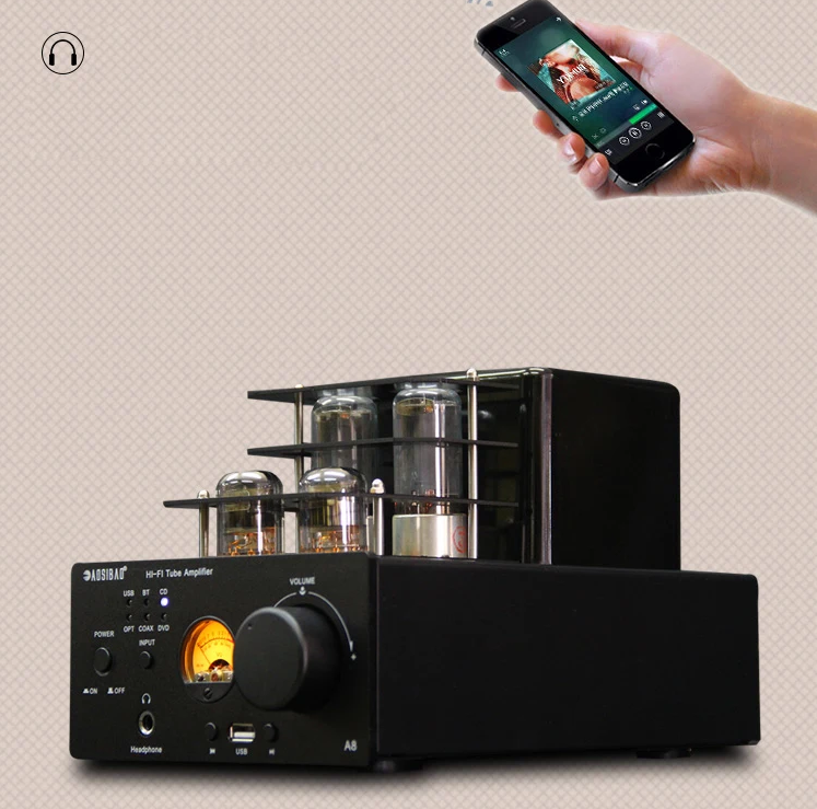 80W+80W HiFi Tube Amplifier High Power Fever Amplifier Audio Speaker Amplifier for Home Theater with Bluetooth 5.0 Ear Amplifier