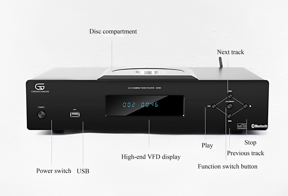 CD50HIFI Professional CD Player with Bluetooth 5.3 SC6137 DAC Chip High-End Balanced CD Music Player DA11 Drive Mechanism