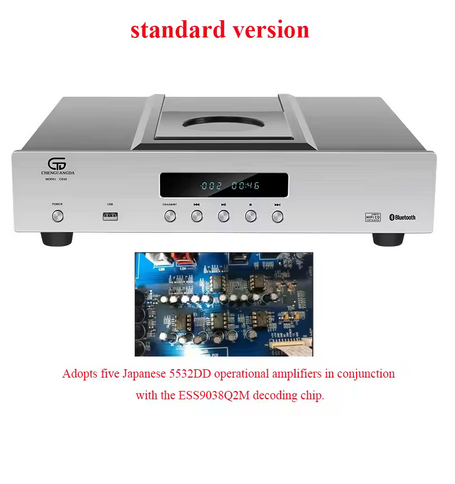 HIFI CD Player ESS9038Q2M DAC Wireless Bluetooth Fully Balanced OPA2604 OpAmp CD Music Turntable Toroidal Transformer