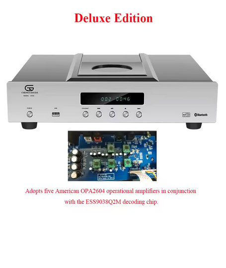 HIFI CD Player ESS9038Q2M DAC Wireless Bluetooth Fully Balanced OPA2604 OpAmp CD Music Turntable Toroidal Transformer