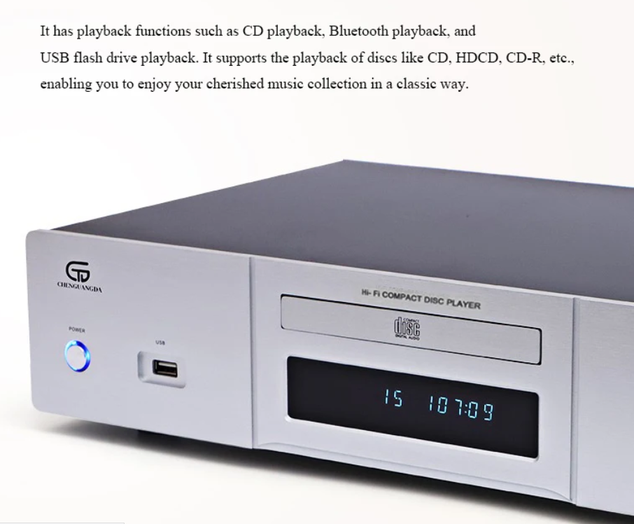 HIFI Professional CD Player Bluetooth 5.3 DA11 Movement Lossless Home CD Turntable USB Read OPA1612 Op Amp Toroidal Transformer