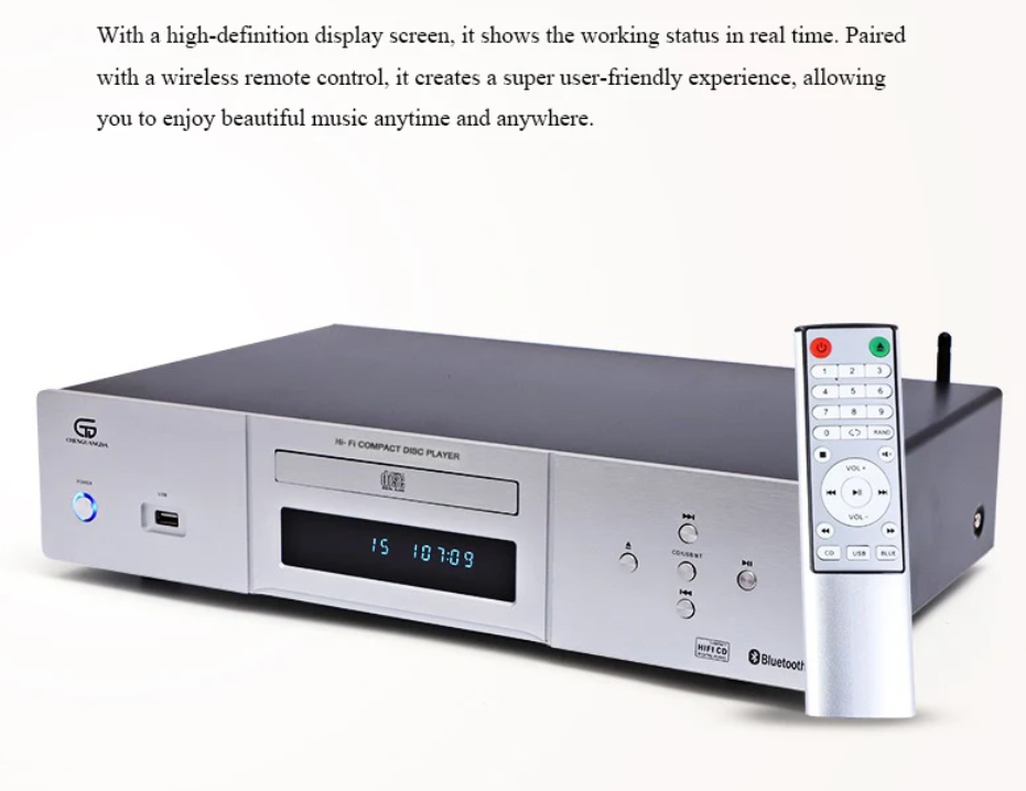 HIFI Professional CD Player Bluetooth 5.3 DA11 Movement Lossless Home CD Turntable USB Read OPA1612 Op Amp Toroidal Transformer