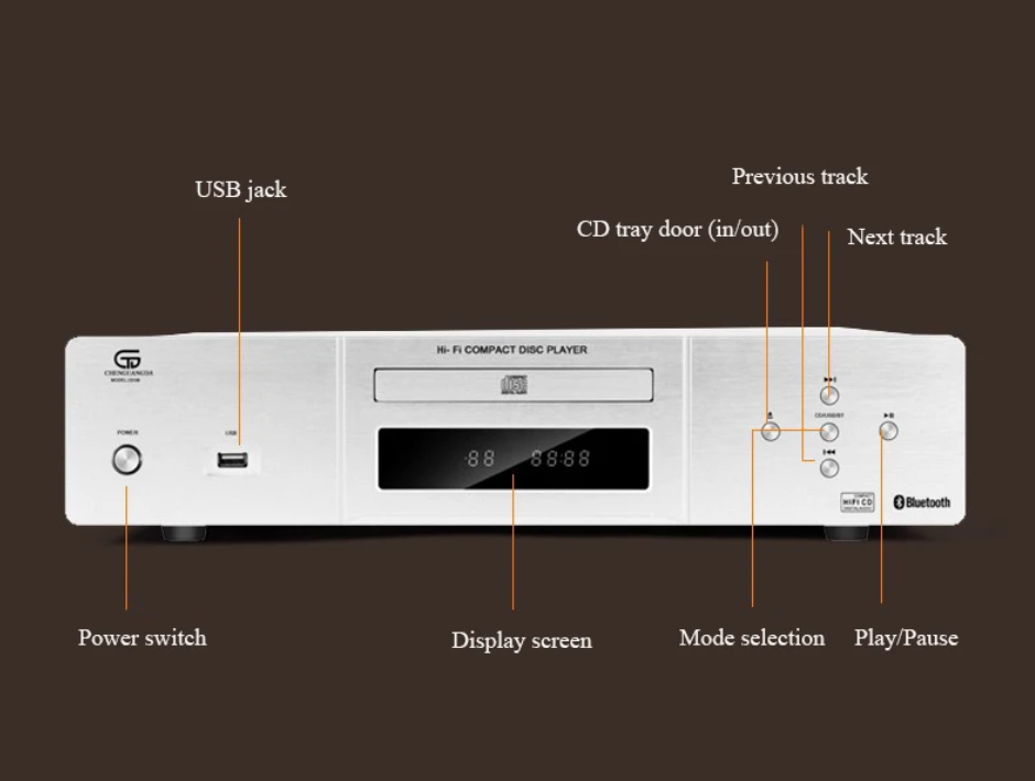 HIFI Professional CD Player Bluetooth 5.3 DA11 Movement Lossless Home CD Turntable USB Read OPA1612 Op Amp Toroidal Transformer