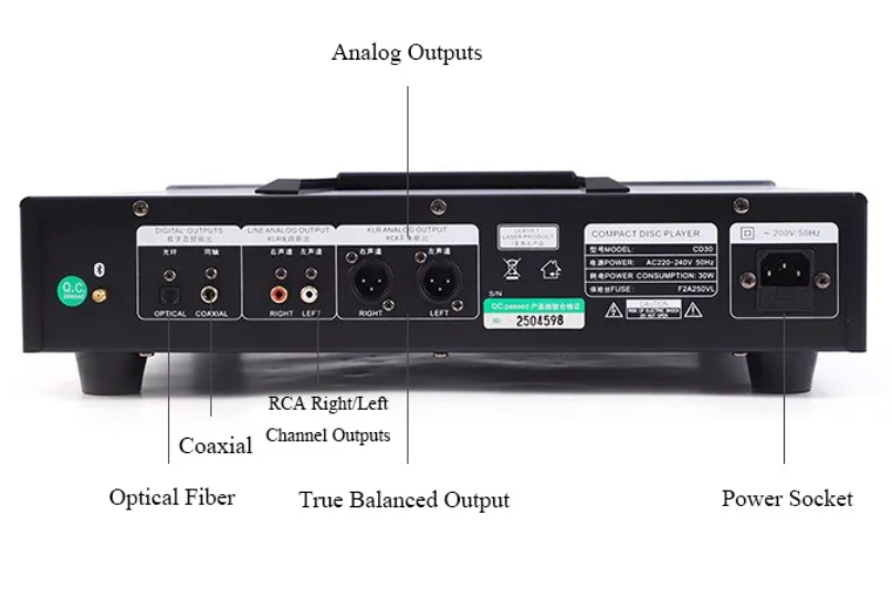 HIFI CD Player ESS9038Q2M DAC Wireless Bluetooth Fully Balanced OPA2604 OpAmp CD Music Turntable Toroidal Transformer