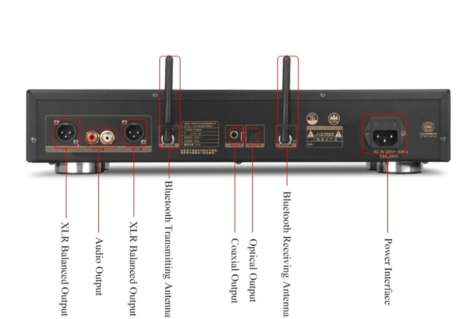 SA-188 HIFICD Player Bluetooth 5.2 SPHE8104 DAC Chip Dual VU Meters Audiophile CD Music Transport Supports Electronic Shockproof