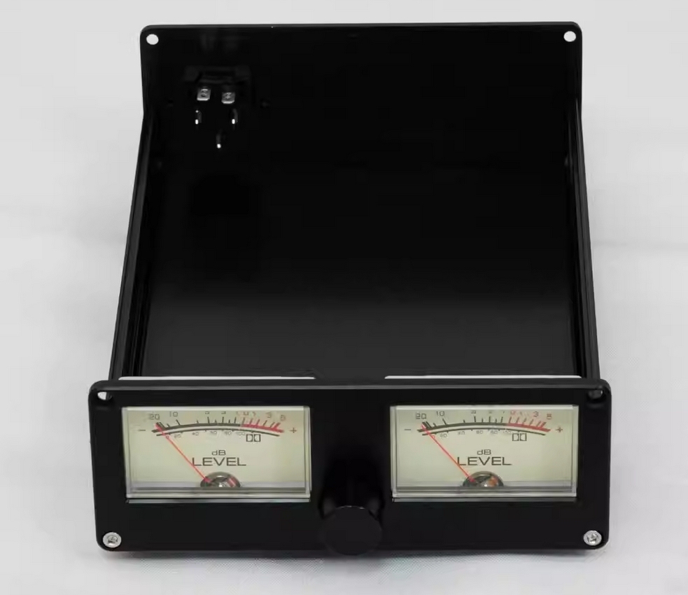 Manufacturer direct sales retro style dual VU meter aluminum chassis HIFI DIY black amplifier case