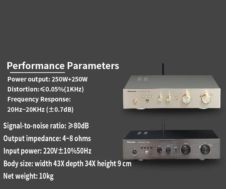 2x250W Active Amplifier 5.0 Bluetooth Pre-Stage Amplifiers 4-8Ω Hi-Res Amp USB Lossless Audio For Home Theater Active Subwoofer