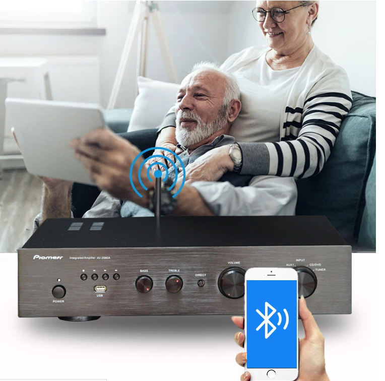 2x250W Active Amplifier 5.0 Bluetooth Pre-Stage Amplifiers 4-8Ω Hi-Res Amp USB Lossless Audio For Home Theater Active Subwoofer