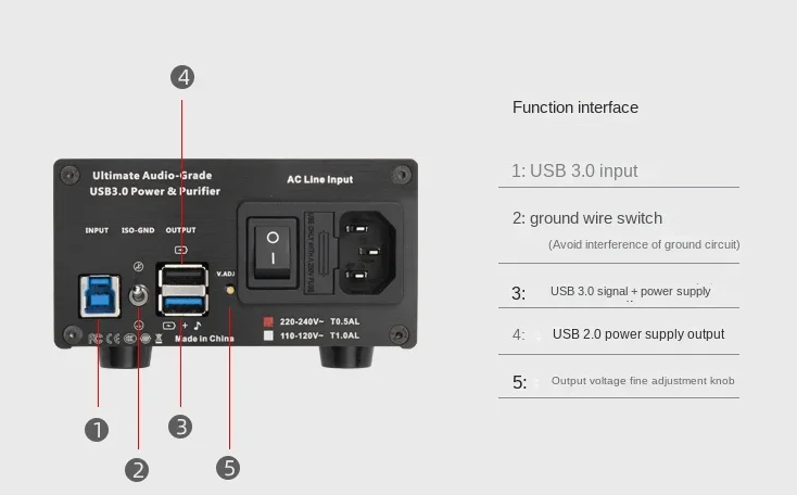 LHY Audio USB3.0 HiFi Purifier Balance Signal Filtering Noise Built-in 25W Fever DC Linear Power Supply