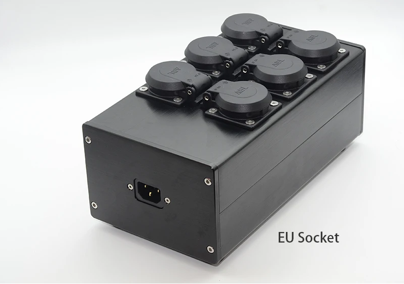 HiFi Audio full Aluminum AC 6 Way US UK EU Outlet Power Strip Power Supply Splitter