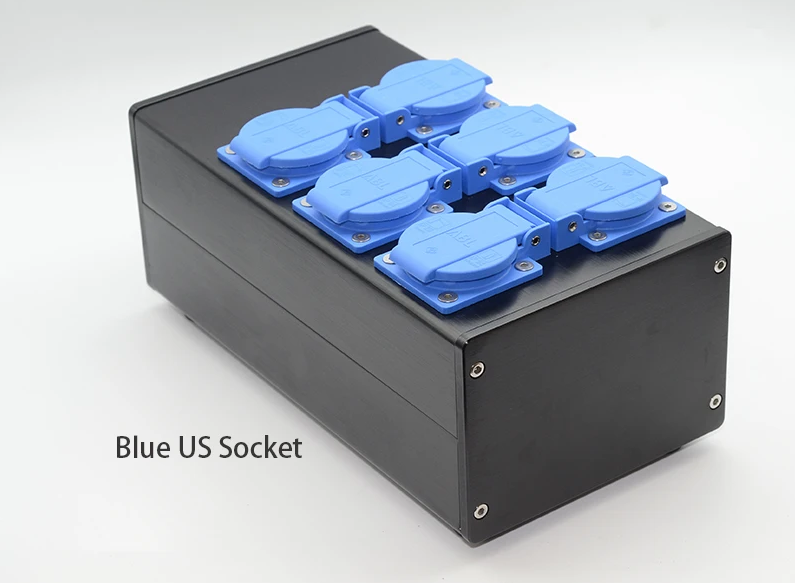 HiFi Audio full Aluminum AC 6 Way US UK EU Outlet Power Strip Power Supply Splitter