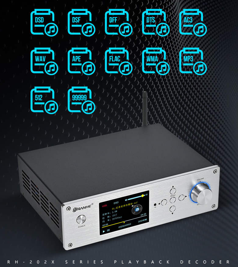 Desktop HIFI Digital Music Player Dual ES9039Q2M DAC QCC3084 Bluetooth 5.4 Decoding Music Turntable Support DSD256 DTS Decoding