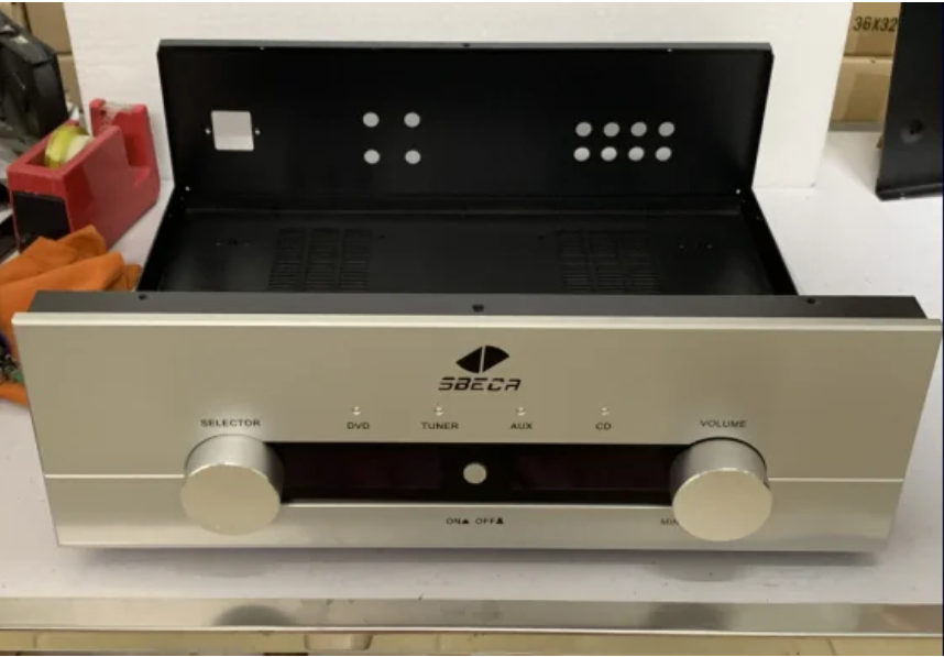 big space amplifier chassis aluminum panel + iron boday Preamplifier case AMP Enclosure with knobs DIY box 430*140*368