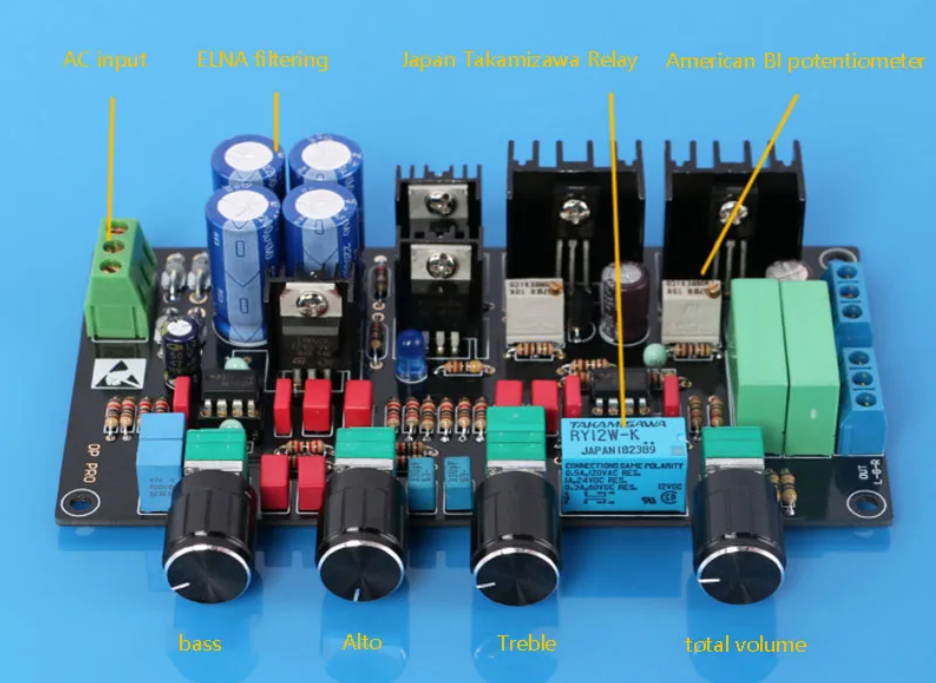 HIFI Fever-grade Pre-amp Mecha Class Three-segment High-bass Adjustment Equalizer Equipped with 49720 High-end Op Amp Pre-amp