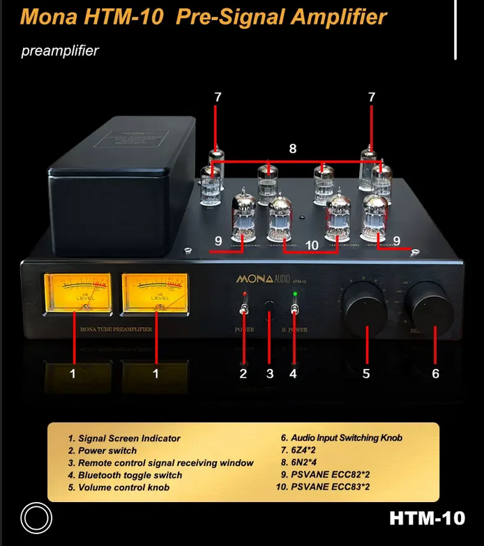 High end He Tian Mao's remote control tube preamplifier HIFI home tube power amplifier with  6N2*4 6Z4*2 ECC83*2 ECC82*2  tubes